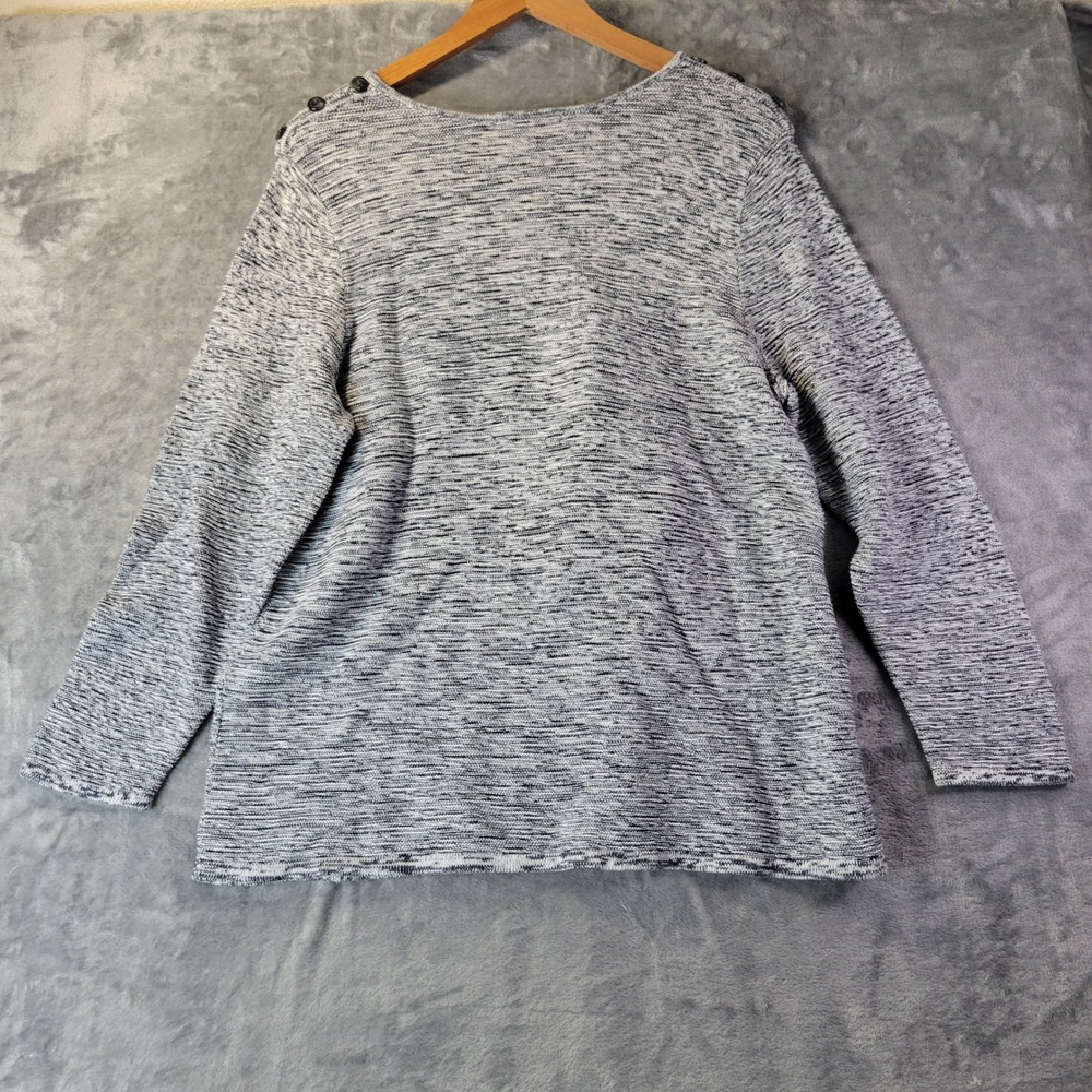 CJ Banks Women X Heathered Gray Cotton Knit Long Sleeve Casual Sweater - Picture 10 of 12